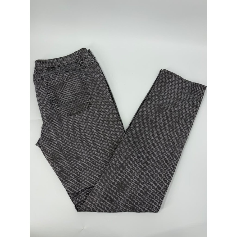 prAna Kara Denim Pants Geometric Print Modern Women Size 14 Gray Slim Straight